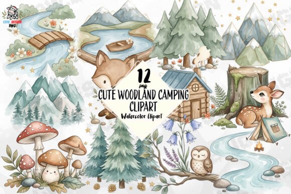 Download Cute Woodland Camping Clipart PNG - Camping Collection