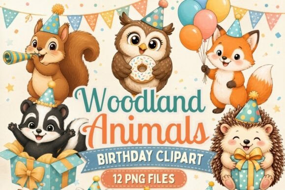 Download Woodland Animals Birthday Clipart PNG - Birthday clipart Collection