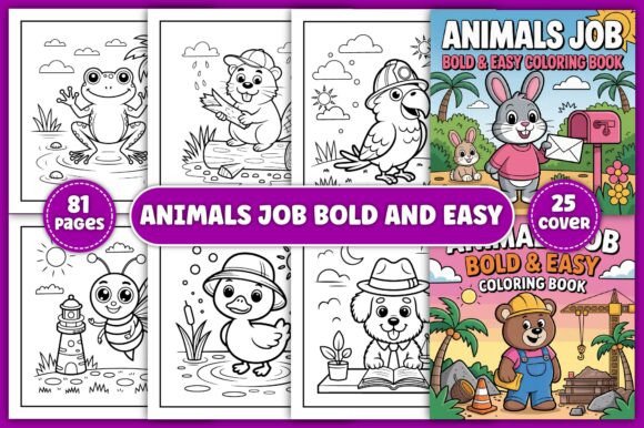 Download Animals JOB Bold and Easy Coloring Book - Old Collection